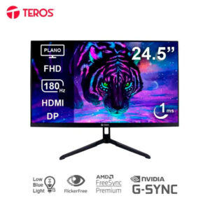 Monitor plano gaming TEROS TE-2475G 24.5" FHD VA 180Hz 1ms HDMI DP AUDIO OUT negro